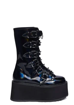 Demonia Boots|Platforms*Prizm Heist Buckle Boots