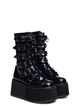 Demonia Boots|Platforms*Prizm Heist Buckle Boots