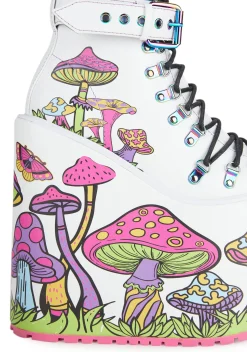 Current Mood Boots|Platforms*Psychedelic Fairytale Double Stack Traitor Boots - White