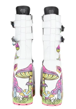 Current Mood Boots|Platforms*Psychedelic Fairytale Double Stack Traitor Boots - White