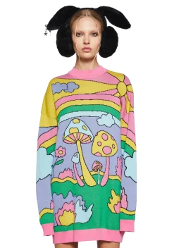 Current Mood Tops|Plus*Psychedelic Fantasy Oversized Sweater