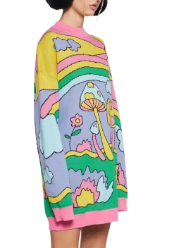 Current Mood Tops|Plus*Psychedelic Fantasy Oversized Sweater