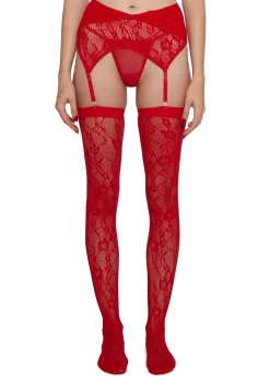 x_Leg Avenue Socks & Tights*Pull You Close Garter Set - Red
