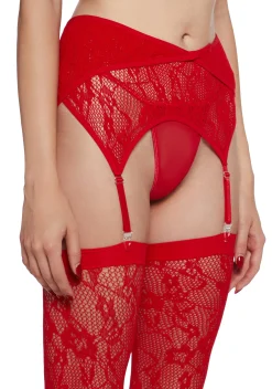x_Leg Avenue Socks & Tights*Pull You Close Garter Set - Red