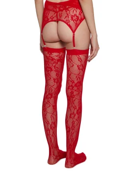 x_Leg Avenue Socks & Tights*Pull You Close Garter Set - Red