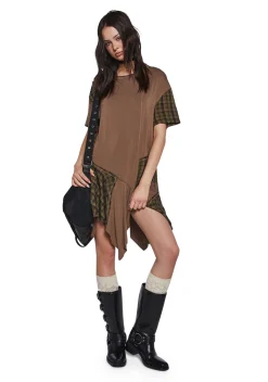 Current Mood Dresses|Plus*Punk Rebel Baby Doll Dress - Brown