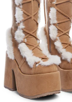 Demonia Boots|Platforms*Pure Vigilance Platform Boots-Brown