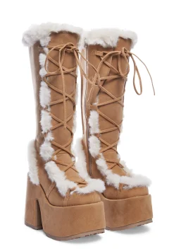 Demonia Boots|Platforms*Pure Vigilance Platform Boots-Brown