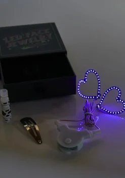 Neon Cowboys Beauty*Purple LED Heart Face Jewelry