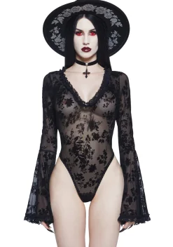 Widow Tops|Plus*Pursuit Of Blood Mesh Bodysuit - Black