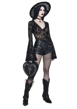 Widow Tops|Plus*Pursuit Of Blood Mesh Bodysuit - Black