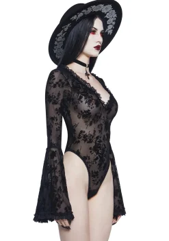Widow Tops|Plus*Pursuit Of Blood Mesh Bodysuit - Black