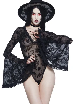 Widow Tops|Plus*Pursuit Of Blood Mesh Bodysuit - Black