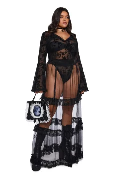 Widow Tops|Plus*Pursuit Of Blood Mesh Bodysuit - Black