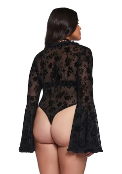 Widow Tops|Plus*Pursuit Of Blood Mesh Bodysuit - Black