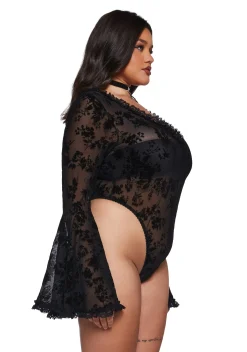 Widow Tops|Plus*Pursuit Of Blood Mesh Bodysuit - Black