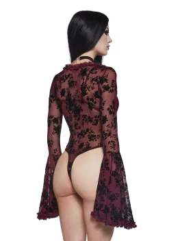 Widow Tops|Plus*Pursuit Of Blood Mesh Bodysuit - Red