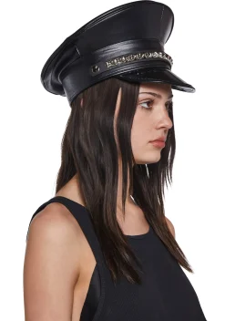 Funk Plus Hats*Pyramid Studded Captain Hat - Black