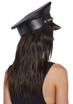 Funk Plus Hats*Pyramid Studded Captain Hat - Black
