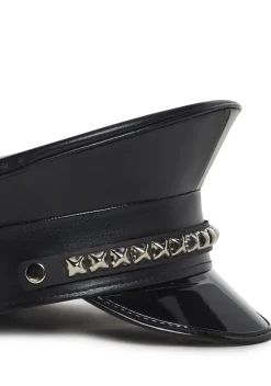 Funk Plus Hats*Pyramid Studded Captain Hat - Black