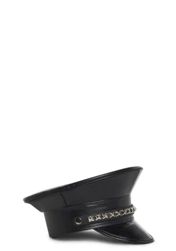 Funk Plus Hats*Pyramid Studded Captain Hat - Black