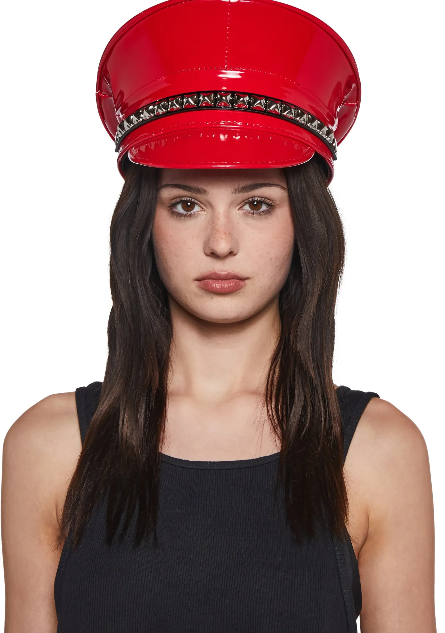 Funk Plus Hats*Pyramid Studded Captain Hat - Red