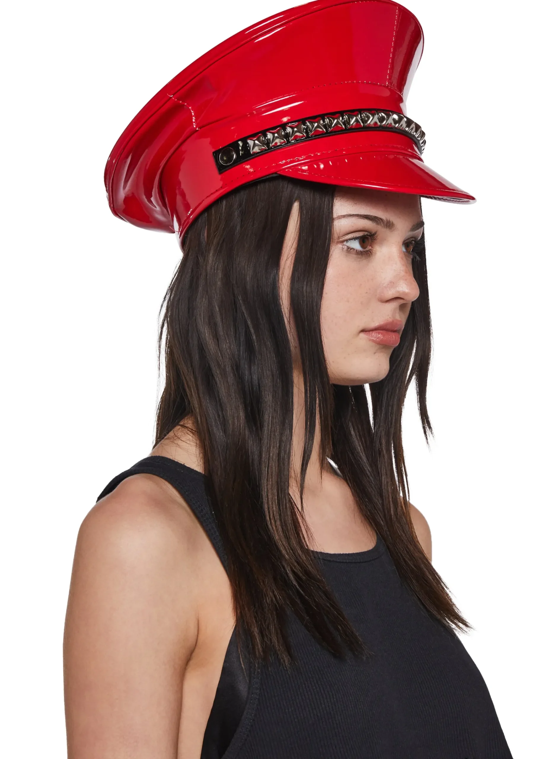 Funk Plus Hats*Pyramid Studded Captain Hat - Red