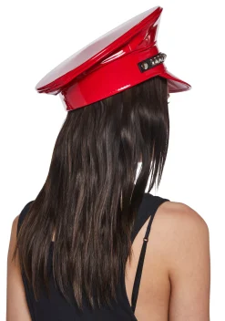 Funk Plus Hats*Pyramid Studded Captain Hat - Red