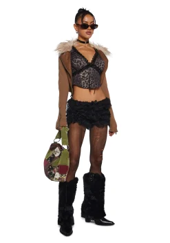 dELiA*s by Dolls Kill Tops|Plus*Queen Of Spring Lace Trim Top - Leopard