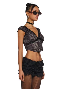 dELiA*s by Dolls Kill Tops|Plus*Queen Of Spring Lace Trim Top - Leopard