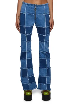 dELiA*s by Dolls Kill Bottoms|Pants*Raise The Vibration Patchwork Denim Flares