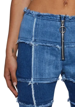 dELiA*s by Dolls Kill Bottoms|Pants*Raise The Vibration Patchwork Denim Flares