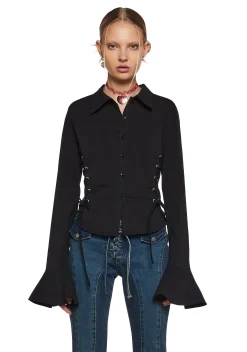 dELiA*s by Dolls Kill Tops|Plus*Rare Moment Collared Top - Black