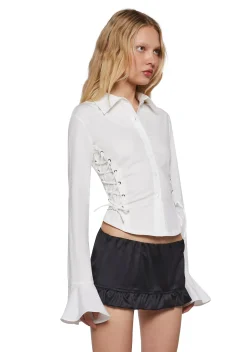 dELiA*s by Dolls Kill Tops|Plus*Rare Moment Collared Top - White