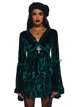Widow Dresses|Mini Dresses*Real Divinity Mini Dress - Emerald Velvet