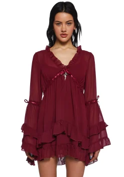 Widow Dresses|Mini Dresses*Real Divinity Mini Dress - Burgundy