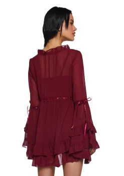 Widow Dresses|Mini Dresses*Real Divinity Mini Dress - Burgundy