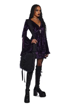 Widow Dresses|Mini Dresses*Real Divinity Mini Dress - Purple Velvet