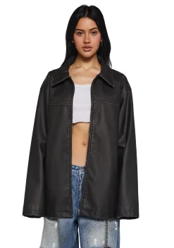 Current Mood Outerwear|Tops*Record Breaker Vegan Leather Jacket