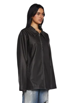 Current Mood Outerwear|Tops*Record Breaker Vegan Leather Jacket
