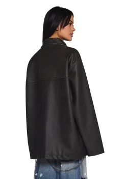 Current Mood Outerwear|Tops*Record Breaker Vegan Leather Jacket