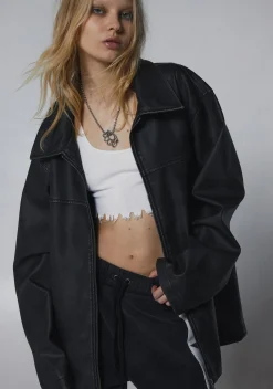 Current Mood Outerwear|Tops*Record Breaker Vegan Leather Jacket
