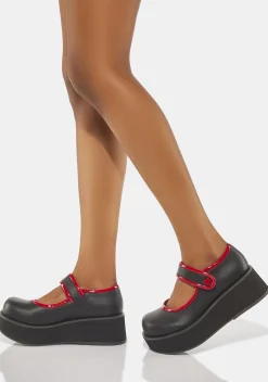 Demonia Flats|Mary Janes*Red Sprite-01 Mary Janes