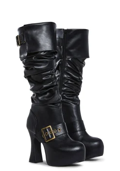 Trickz N' Treatz Boots*Ren Faire Slouchy Boots - Black