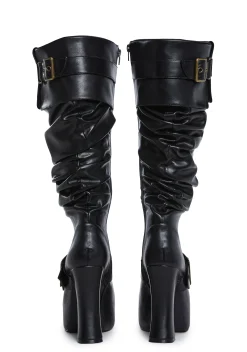 Trickz N' Treatz Boots*Ren Faire Slouchy Boots - Black