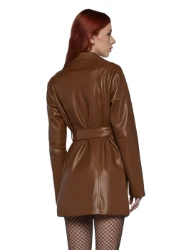 dELiA*s by Dolls Kill Outerwear*Rendezvous Vegan Leather Trench Coat - Brown