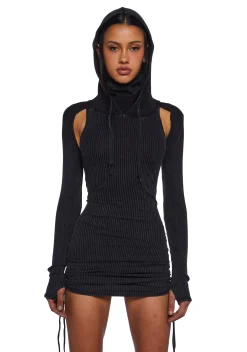 DARKER WAVS Dresses|Mini Dresses*Replay Ruched Mini Dress - Charcoal