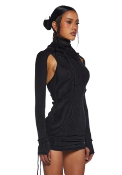 DARKER WAVS Dresses|Mini Dresses*Replay Ruched Mini Dress - Charcoal