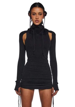 DARKER WAVS Dresses|Mini Dresses*Replay Ruched Mini Dress - Charcoal