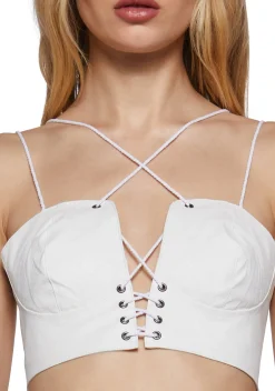 DARKER WAVS Corsets|Tops*Replay Strappy Bustier Bra - White